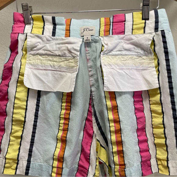 J.Crew Multicolor Striped Paperbag Lightweight Cotton Shorts Sz 8 - Picture 3 of 6